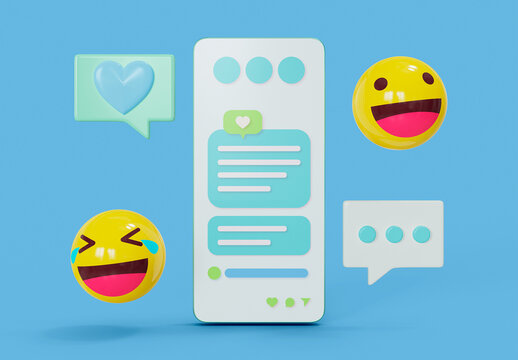 Smartphone Between Emoji Emoticons Mockup 
