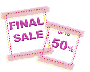 advertising signboard discount sale up to 50% in pink