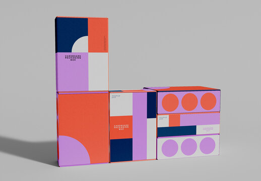 Stacked Mailing Boxes Mockup