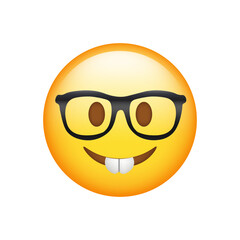Nerd Face Emoji isolated on white background. Iphone Whatsapp Emojis. Simple, vector, printed on paper. icon for website design, mobile app, and UI. Vector Illustration