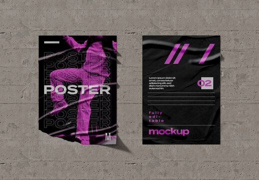 Two Glued Posters Mockup