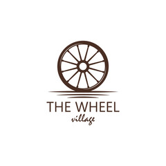 Vintage Old Wooden Cart Wheel logo design
