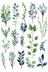 Green Watercolour Leaves Illustration