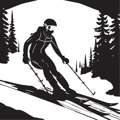 A man Ice Skating with board vector silhouette.