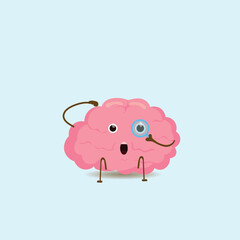 brain character illustration with expressions vector eps 10
