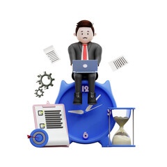 3d illustration  Businessman To Meet Deadlines