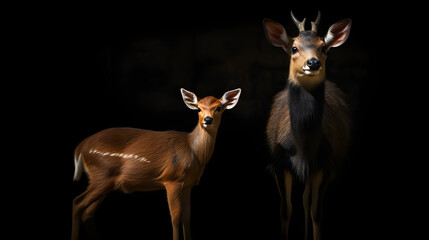 Family Bonds: Father and Fawn Red Deer in Harmony