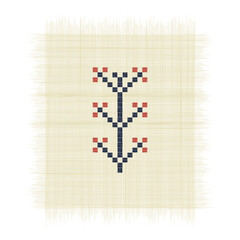 The False Tree , Palestinian embroidery Tatreez symbol drawing over white background