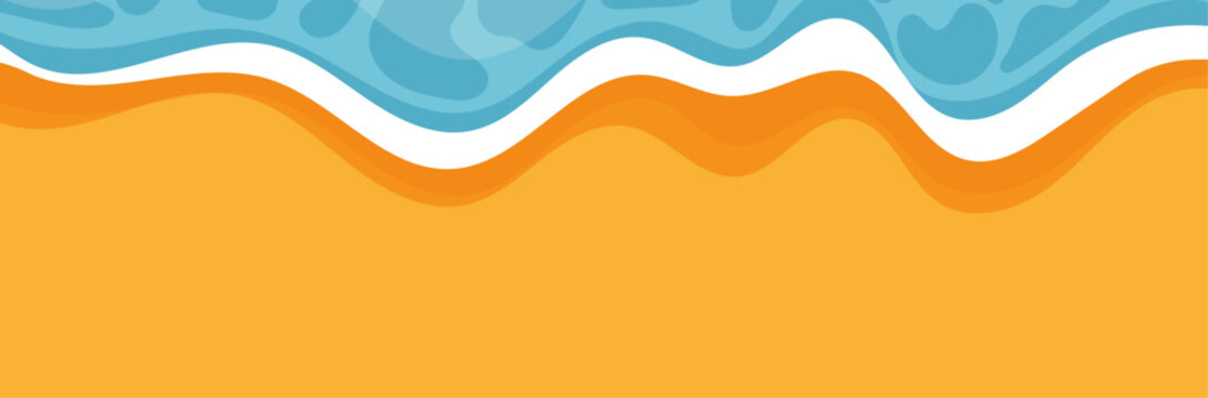 Plage - Banni&egrave;re - Vagues et sables - &Eacute;l&eacute;ments vectoriels &eacute;ditables - Vacances au bord de l'eau - Fond - Arri&egrave;re-plan color&eacute; 