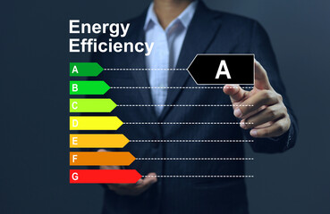 The product label indicates the level of energy efficiency of the product whether it is the most...