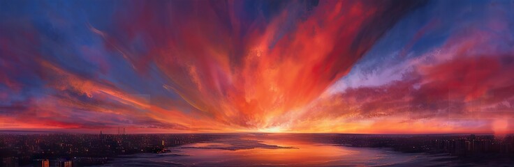 Summer Sky Painting in Shades of colorful. Captivating Beauty of Blue and orange tone. Vibrant Colors Among Clouds. Generative AI illustrations