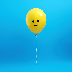  a sad yellow balloon on blue background