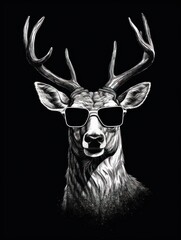 A real deer cool with black sunglasses. Generative AI
