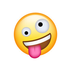 Zany Face Emoji isolated on white background. Iphone Whatsapp Emojis. Simple, vector, printed on paper. icon for website design, mobile app, and UI. Vector Illustration