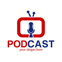 Podcast or Microphone Logo Design Illustration