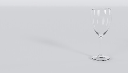 Empty clear glass with droplet. Isolated on white background.3D rendering.