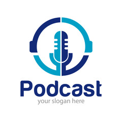 Podcast or Microphone Logo Design Illustration