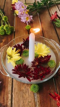 spa still life with candles and flowers, food, flower, spa, healthy, wood, fresh, vegetable, green, beauty, candle, white, red, salt, tea, natural, leaf, health, nature, herb, table, salad, closeup, o