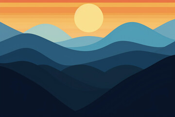 Fototapeta na wymiar orange blue gradient mountain nature background. AI Generative