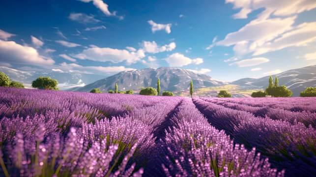 serene lavender field, Generative AI