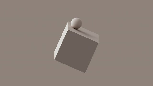Sphere gliding over surface of a cube in a continuous loop animation