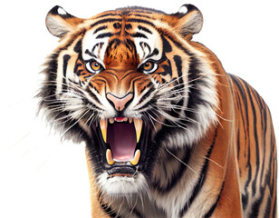 Ferocious tiger on a transparent background. AI generator