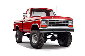 Cool red pickup truck on a transparent background. AI generator - obrazy, fototapety, plakaty