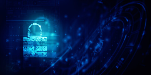 2d illustration Safety concept: Closed Padlock on digital background
