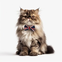 persian cat with English bow tie, generative AI