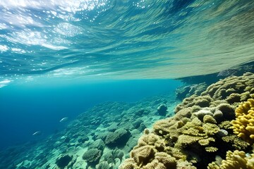 Fototapeta na wymiar 美しい南国の海底から見た光り輝く水面