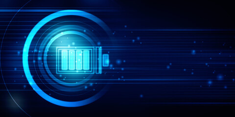 2d rendering Electrical energy and power supply source concept, accumulator battery with charging level indicator     © jijomathai