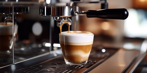 AI Generated. AI Generative. Coffee espresso steel machine barista cafe restaurant. Graphic Art