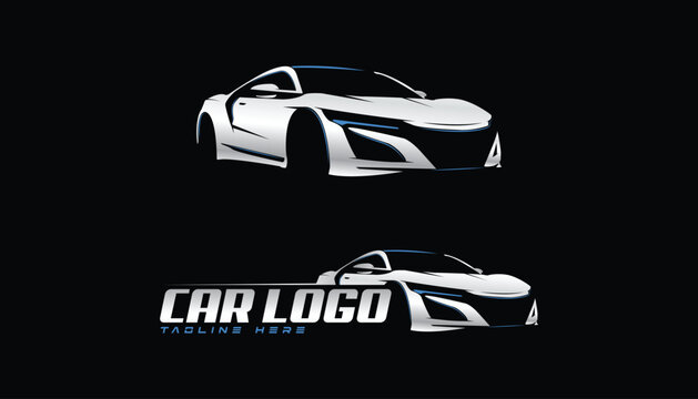 Auto sports car logo with outline, luxury premium look vector