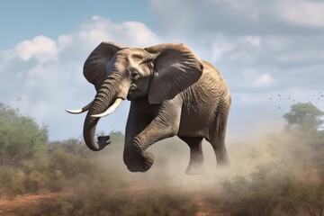 Fototapeta na wymiar Flying African Elephant: Loxodonta africana. Generative AI