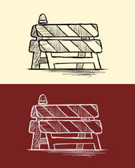 traffic barricade hand drawn illustration
