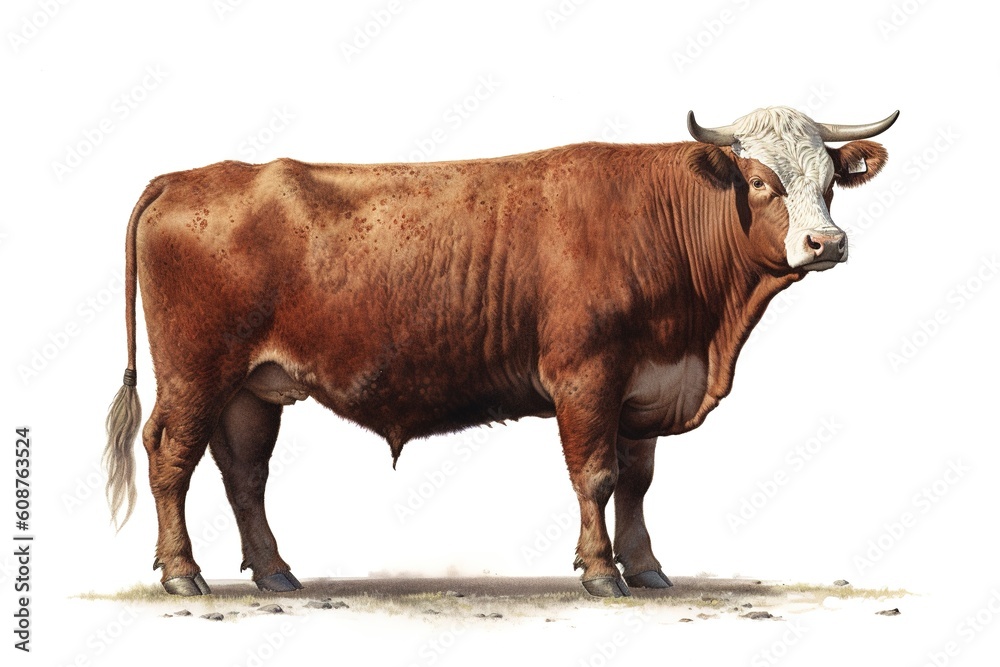 Poster cow isolated on white background. generated by ai.