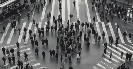 Obraz premium high_profile_view_of_people_crossing_the_road