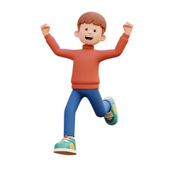 3d male character happy running