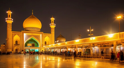 Fototapeta na wymiar Shiite mosques with golden domes in Karbala - Created with Generative AI Technology 