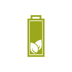 Green battery and process of recycling battery logo icon isolated on transparent background