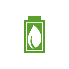 Green battery and process of recycling battery logo icon isolated on transparent background