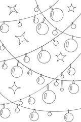 Vector page for coloring. New Year, Christmas gifts, garland. Creative task for children.