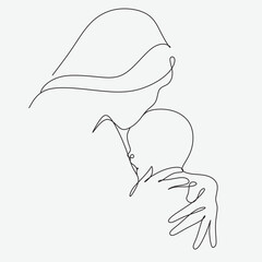 Mothers Day line art. Solid line,continuous one line drawing. Mother holding her baby . Continuous line art vector.Happy Mothers Day concept.