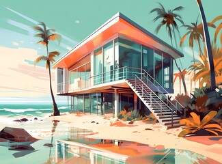 Beach house, generative AI