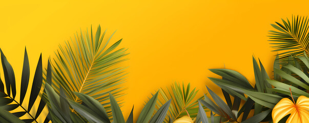 Fototapeta na wymiar Summer tropical background - Refreshing design pop colors banner - Generative AI