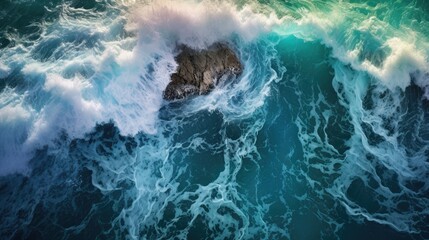 Fototapeta na wymiar a birds-eye view of a dramatic ocean wave, horizontal abstract waves, crashing and swirling, aqua water waves, Abstrac-themed, drone aerial, photorealistic illustrations in JPG.Generative AI