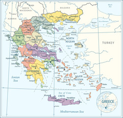 Fototapeta na wymiar Greece map - highly detailed vector illustration