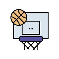 Basketball icon. Basketball ring with ball. Ball in ring. Vector illustration