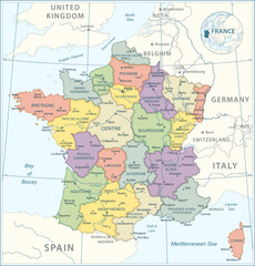 Fototapeta na wymiar France Map - highly detailed vector illustration
