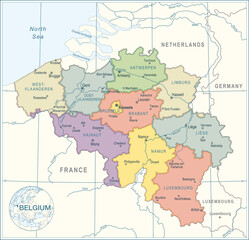 Fototapeta na wymiar Belgium Map - highly detailed vector illustration